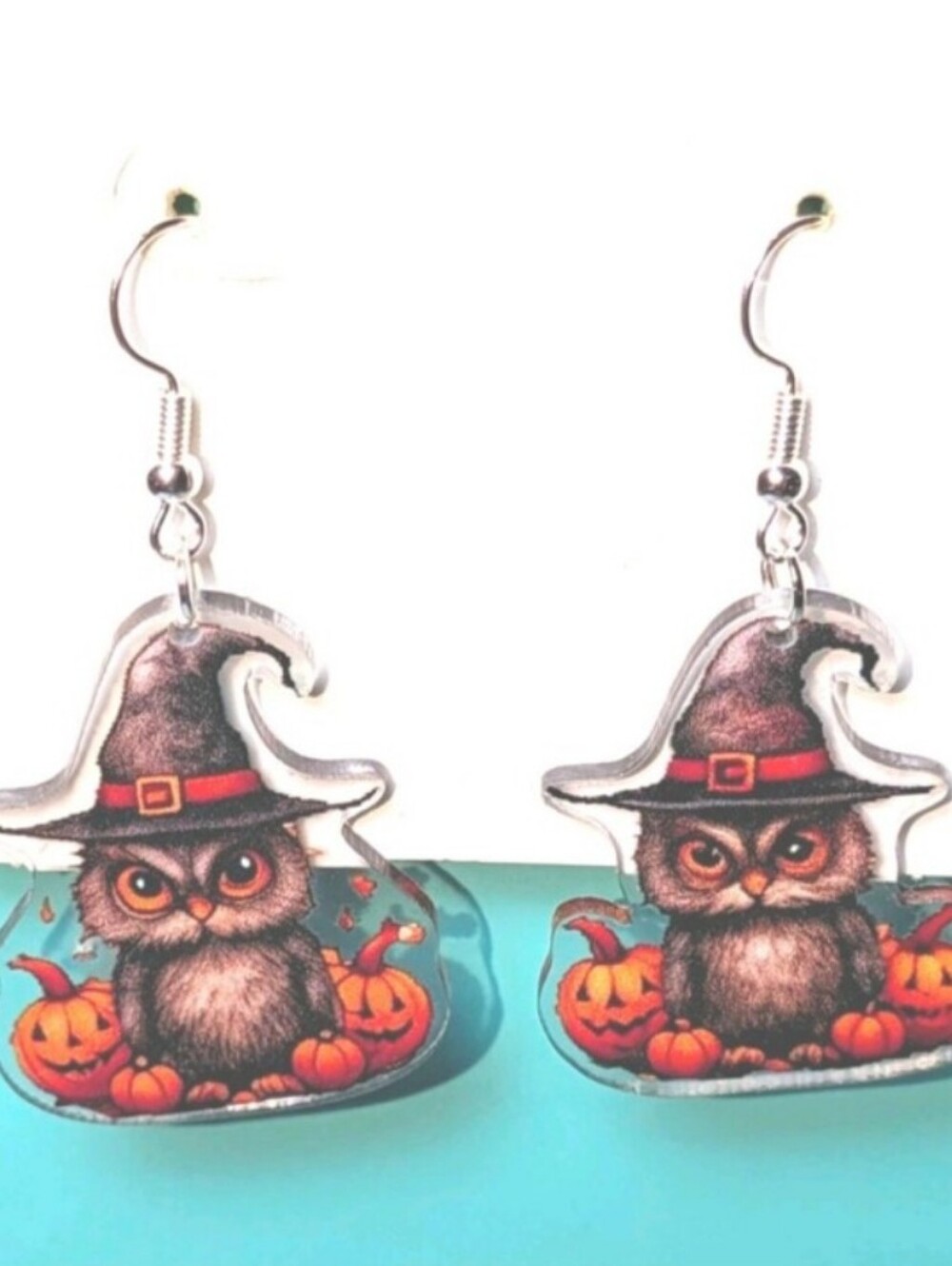 Cute Halloween Owl Witch Earrings - Black & Orange For Kids and Adults